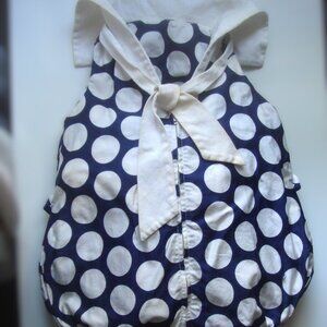 1960s SUNTOGS of MIAMI Navy White Polka Dot Sailor Collar Child Romper + Hat Set